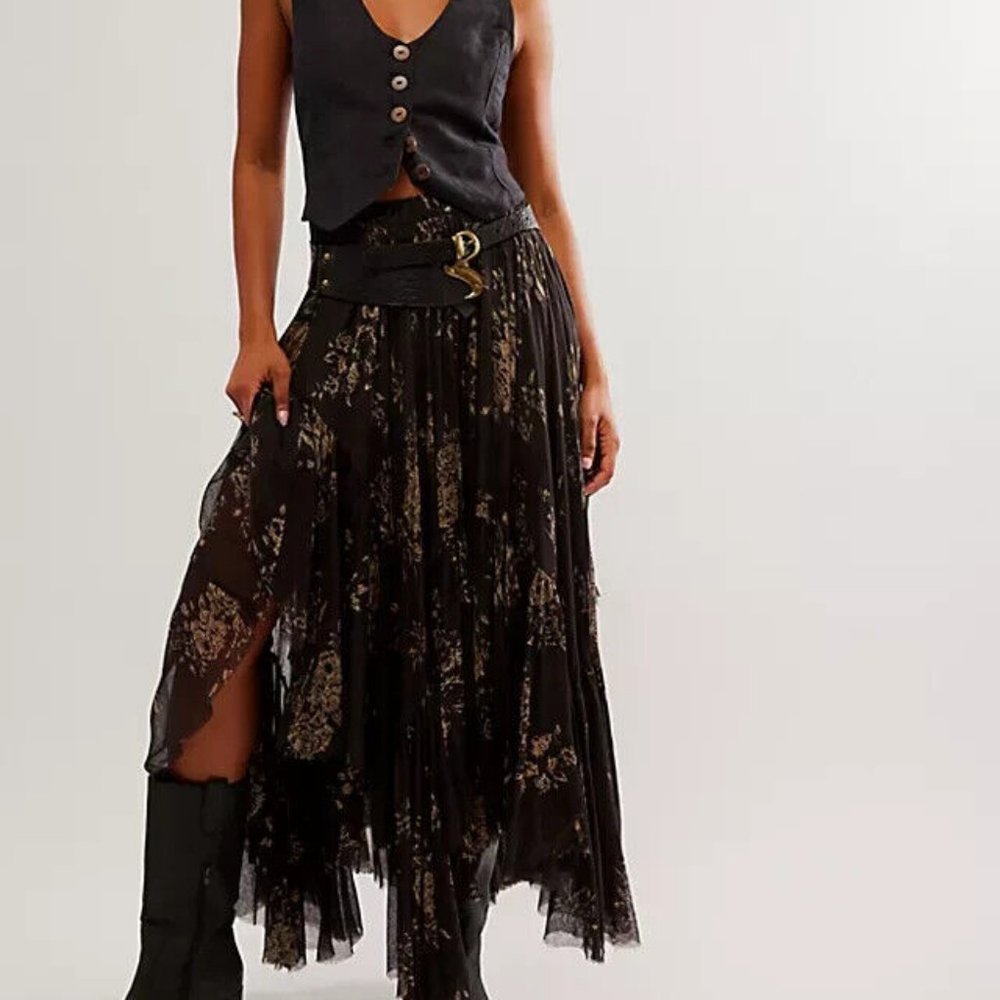 Free People Fp One Clover Printed Skirt Asymmetrical New XS,S & M